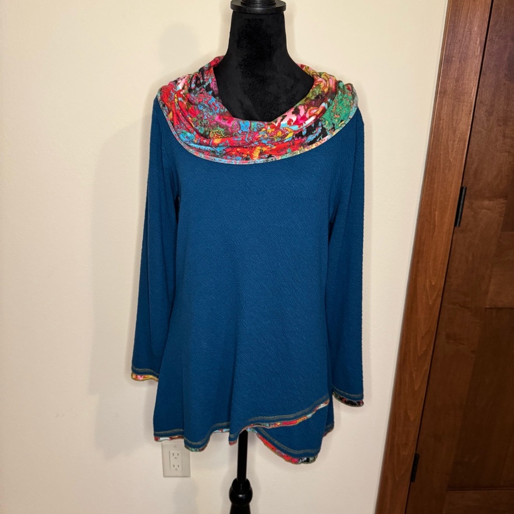 Parsley & Sage Colorful‎ Cowl Neck Women's Top Tunic Size Small